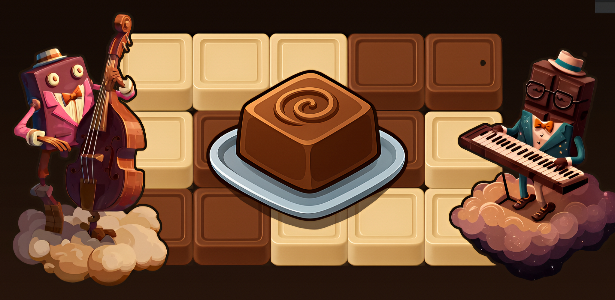 Chocolate musicians and chocolate blocks